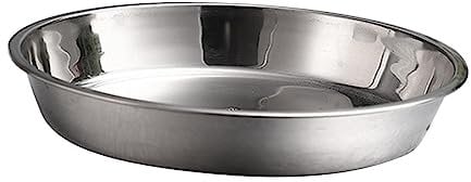 Amosfun Stainless Steel Large Round Plate Extra Large Casserole Dish Silver Serving Tray