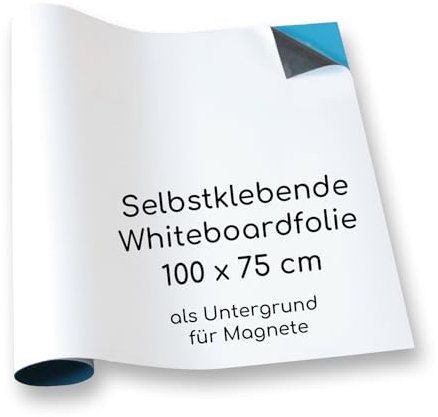 Magstick Ferrofolie Whiteboard-Folie selbstklebend I 100 x 75 cm I flexibel beschreibbar abwischbar I Haftgrund für Magnete I in weiß I mag189