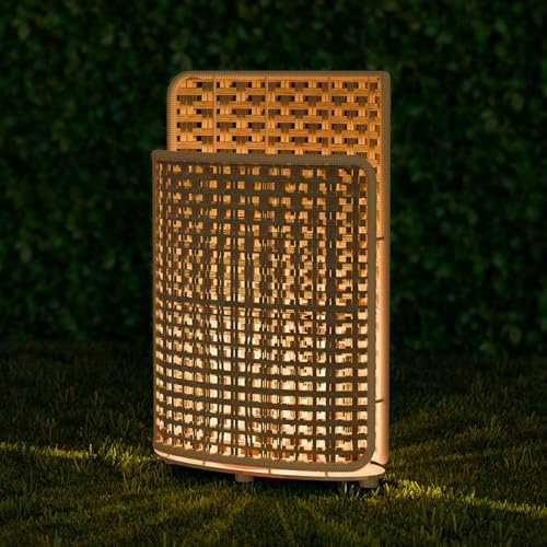 MALUX Rattan Latern Stil mit E27-Glühbirne, IP44 Wasserdicht, Laterne für Außen Garten,Hängend/Stehend Handgestrickte Latern für Terrasse Garten Innenhof Balkon