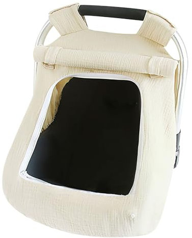 Universal-Schutzhülle für Babys Winddichte Netz-Schutzhülle für Kinderwagen Fenster- gute Luftzirkulation, Sichtfenster mit Vordach, Schadstofffrei (Beige)