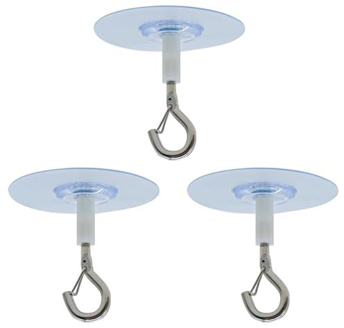 3 PCS Adhesive Ceiling Hook, Ceiling Hooks Self, Heavy Duty Self-Stick Cei ling Ho oks, Ceiling Hooks for Hanging Plants, for Bird Feeders, Lanterns, Wind Chimes, Planters, Outdoor Decoration Hooks