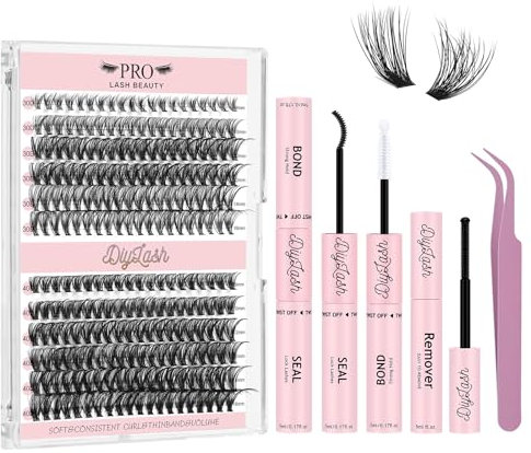 PRO Cluster Lashes Kit Individual Eyelashes 30D+40D Eyelashes Individual Kit 8-16mm Cluster Lashes DIY Lash Extension Natural Eyelash Clusters with Lashes Bond and Seal Remover Lash Tweezers