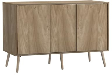 URBNLIVING 3-Door Sliding Sideboard Cabinet with Wooden Legs, Modern Cupboard, Credenza for Living Room, Dining Room or Office, Storage Organizer with Stylish Sliding Doors, Mix & Match Colour Combos