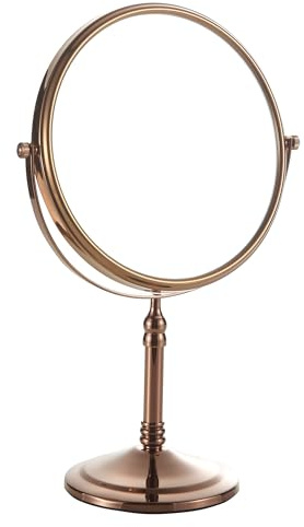 bgl Rose Gold 8 Inch Double-Sided Makeup Mirror – 1x & 3x Magnification, Standing Vanity Mirror with Copper & 304 Stainless Steel Frame, Rotating Beauty Mirror for Dressing Table