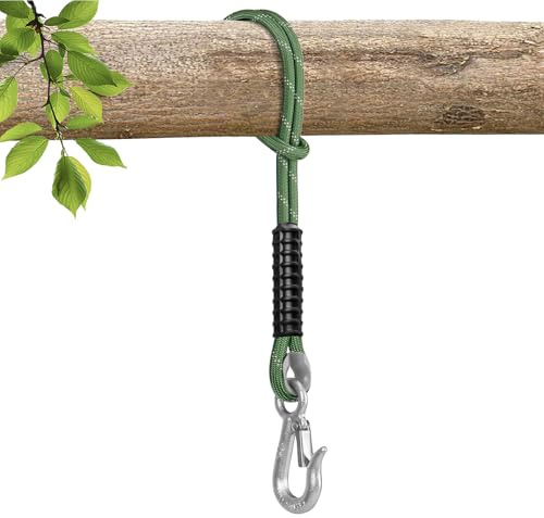 WWFFEN Schaukel Befestigung Seil,1M Baumschaukeln Hängematte Befestigung Hängematte Seil Aufhängung Seil mit Haken für Hängesessel Indoor Outdoor Spielplatz Yoga Sandsäcke, Grün/450 kg Tragkraft