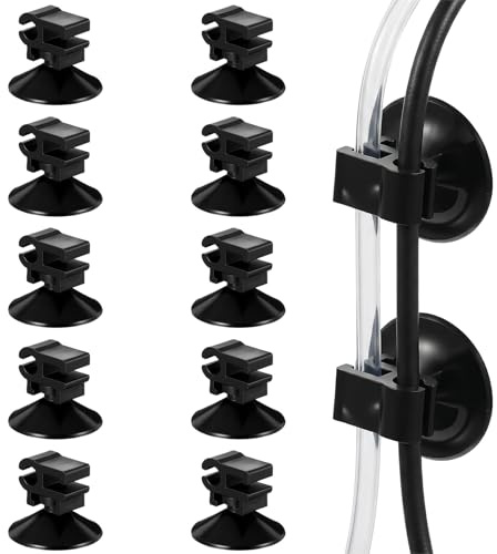 Bremorou 10 PCS Aquarium Heater Suction Cups Suckers, Fish Tank Suctions Cup Clips Black Standard Heating Rod Holders Clamps for Tubing, Heater Accessories, 27x23mm