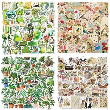 Vintage Ästhetik Aufkleber Set 200 Stück Wasserdichte Vinyl Sticker Schwarz | PVC-Material, UV-beständig, ohne Klebereste, 4–5 cm Größe, für Journaling, Laptop, Trinkflaschen, Geschenk für Bastelfans