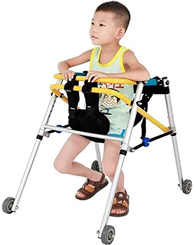 Gehhilfe FüR Behinderte, Klappbarer Kinder-Rehabilitations-Rollator-Walker-Antrieb, Aluminiumlegierung 4 Räder Kindermobilitäts-Gehhilfen mit Sitz(D)
