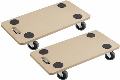 Metafranc Transportroller 590 x 290 mm – 2 Stück – 200 kg Tragkraft | MDF-Platte mit TPE-Rädern – Bodenschonender Möbelroller – für Möbel – für Roll- und Transportaufgaben – mehrteiliges Set