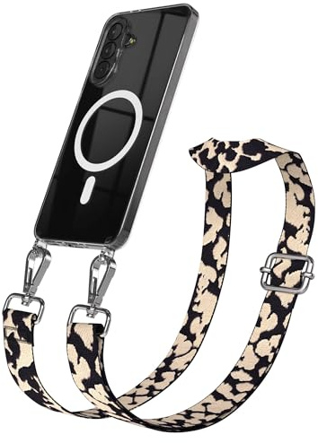 EAZY CASE Handykette - Verstellbares Taschenband kompatibel mit Galaxy A37, Schulterriemen, Handykordel mit Silikon Hülle, Qi Charging kompatibel, Umhängetasche, Taupe Camouflage Silber
