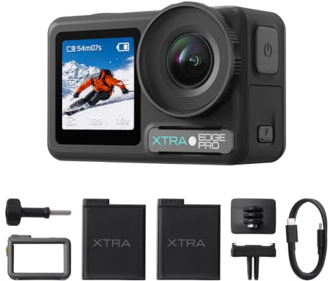 Xtra Edge Pro Dual Battery Bundle - 1/1.3 Sensor, 65ft Waterproof, 216-Min Battery, 4K/120fps Night Video, Smart Tracking, 32x Slow Motion for Outdoor Sports Vlogging Camera