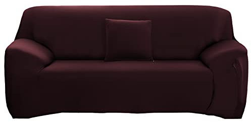 ele ELEOPTION Sofa Überwürfe Sofabezug Stretch elastische Sofahusse Sofa Abdeckung in Verschiedene Größe und Farbe Herstellergröße 195-230cm (Dunkelbraun, 3 Sitzer für Sofalänge 170-220cm)