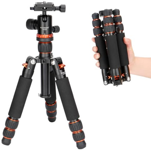 Koolehaoda Camera Mini Tripod, Aluminum Alloy Tabletop Tripod Height 21-63.5cm with 360 Degree Ball Head for DSLR Camera Video Camcorder, Load up to 22lbs /10kg - (TMP-223 Orange)