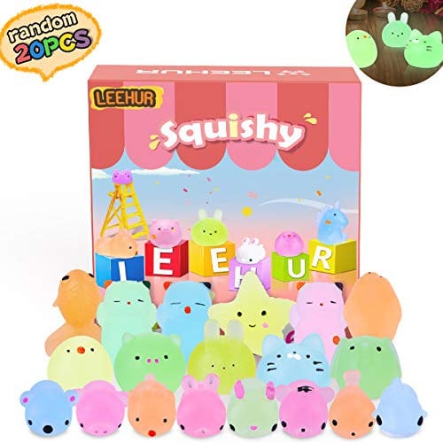 Squishy Kawaii Set, Mini Mochi Squishy, Squishy Mochi ,Fidget Toy Mochi für Jungen und Mädchen Osterspielzeug (Zufälliger Stil und Farbe) (20Pcs Leuchtend Squeeze)