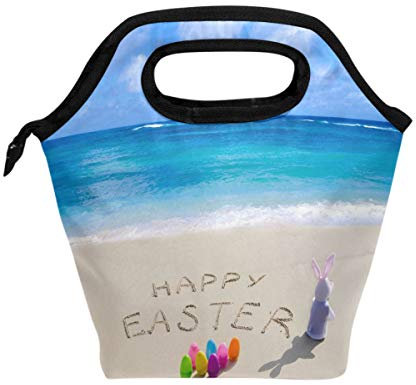 Use7 Happy Osterhasen Meer Strand Sand Isolierte Lunch-Tasche Kühltasche Lunchbox Handtasche für Outdoor Schule Mädchen Jungen