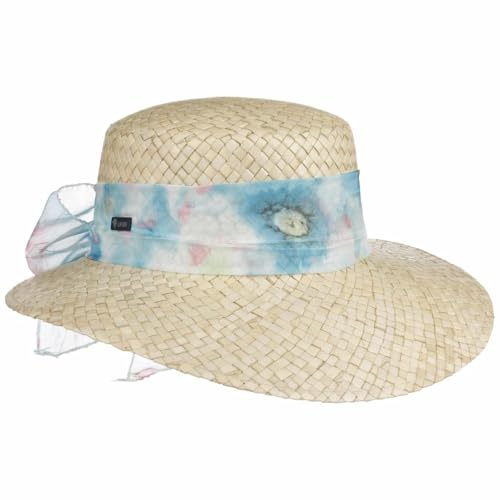 Lipodo Malima Strohhut mit Schleife Eleganter Sonnenhut Damen Handgefertigt Made in Italy Frühjahr/Sommer hellblau One Size