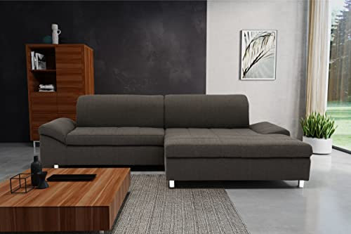 DOMO. collection Ecksofa Mika, Sofa mit Schlaffunktion und Bettkasten in L-Form, Schlafsofa mit Rücken- und Armlehnfunktion, Polsterecke 260 x 178 x 80 cm (BxTxH), anthrazit