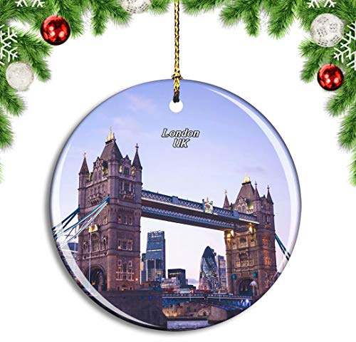 Weekino Großbritannien England London Tower Bridge Weihnachtsdekoration Christbaumkugel Hängender Weihnachtsbaum Anhänger Dekor City Travel Souvenir Collection Porzellan 2,85 Zoll