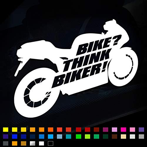 Think Bike Motorcycle Car Van Window Bumper Decal Sticker - Safety Awareness, Bike Safety 200mm