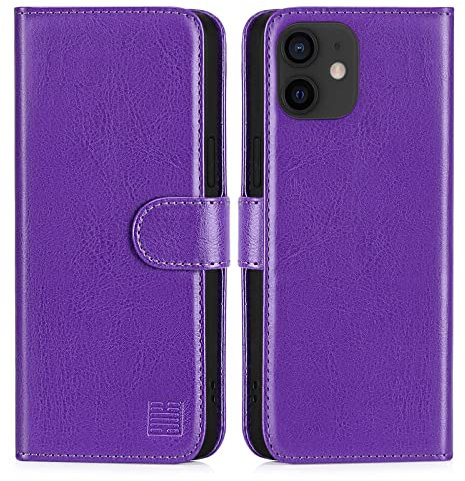 32nd Book Wallet PU Leather Flip Case Cover For Apple iPhone 12 (6.1) / Apple iPhone 12 Pro (6.1), Design With Card Slot and Magnetic Closure - Purple