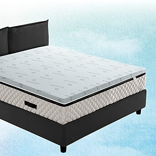 GEEMMA s.r.l. Kühlender Stoff für Topper-Matratze. Schutzbezug für Matratze, Höhe 6 cm, Cooler, abnehmbarer und antiallergener Stoff – Kissenbezug für Einzelbett 85 x 195 cm