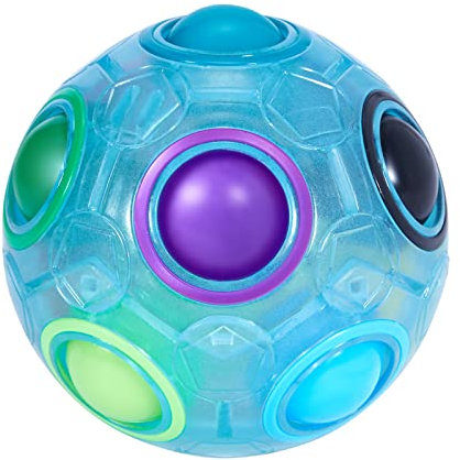 ROXENDA Regenbogenball, Knobelspiel Zauberball - Fidget Ball Geschicklichkeitsspiel für Kinder, Erwachsene, Mädchen & Jungen ab 6 Jahren (Blau)