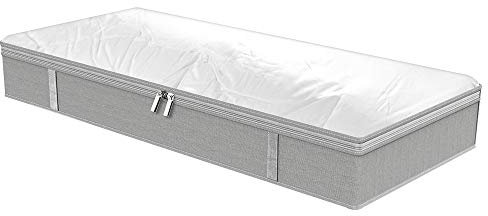 Unterbett Aufbewahrungstasche,Faltbare Kleidertasche, Zusammenklappbarer Groß Aufbewahrungstasche mit Reißverschluss für Bettdecken Kleidung Bettzeug Decken Kissen, 105*45*15 cm, Dunkelgrau