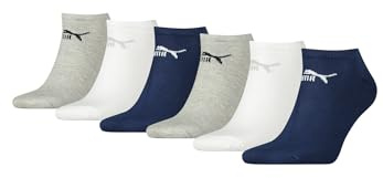 PUMA Unisex Sneaker Socken im Retro Design knöchelhoch für Damen Herren 6er Pack, Farbe:321 - navy, Socken & Strümpfe:35-38