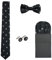 WANYING Herren 6cm Krawatte & Gebundene Fliege & Einstecktuch & Manschettenknöpfe 4 in 1 Set Yuppie Trendmode Casual Cool - Totenkopf Pattern Schwarz