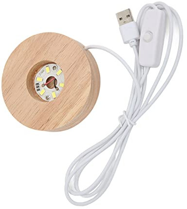 LED-Lampensockel, USB-Schnittstelle und Holzsockel Lichtsockel für Kugelförmige Rechteckige und Kugelförmige Lampen, Eleganter Langlebiger Lampensockel(Weißlichtbasis)