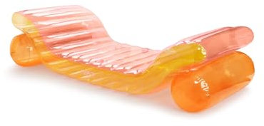 FUNBOY Chaise Longue Gonflable géante de Luxe Arc-en-Ciel Transparente - Matériau Rose Transparent - Orange et Jaune - Parfait pour Une fête d'été à la Piscine