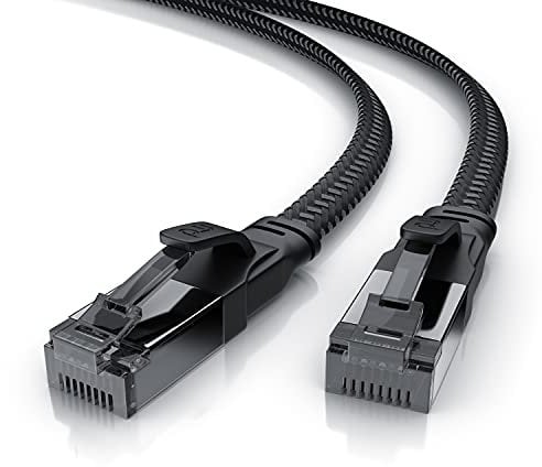 CSL - 0,25m Cat 8 Ethernet Cable Gigabit Lan Network RJ45 High-Speed Patch Cord Flat High Speed 40Gbps 2000Mhz/s U FTP PIMF Patch Cable For POE Switch PS5 PS4 WiFi Router Modem Patch Panel Smart TV