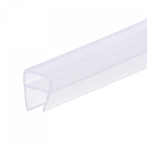sourcing map Frameless Glass Shower Door Sweep 137.8 Long for 1/2(12mm) Glass U-Type Door Side Seal Strip