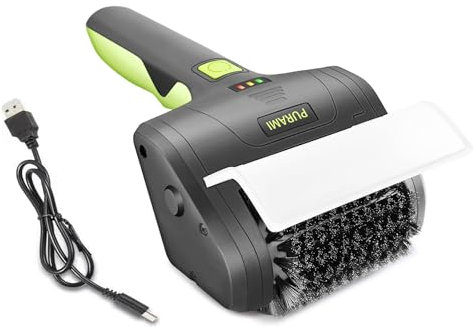 Motorisierte Grillbürste, PURAMI sicheres Grillen, Rettungsgeschenk, kein Ausfallen, Borsten, 360° drehbare Reinigungsbürste, Lithum, 8 V, 700 U/min, robustes Grillzubehör für