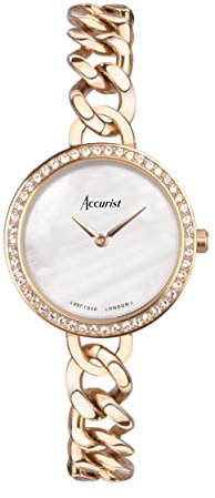 Accurist Ladies Jewellery 28mm Quartz Watch in White with Analogue Display, and Rose Gold Stainless Steel Bracelet 78009