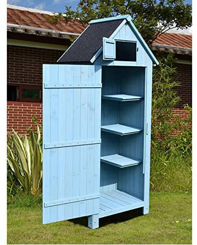 Lagerschrank Im Freien, 3-Tier Speicher Schuppen Werkzeugschuppen, Alle Vertikalen Design Für Garten Und Werkzeug Lagerung, Terrasse, Hinterhof (Color : Blau, S : 1800mm/70.8inch)