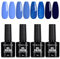 TOMICCA Gel Nail Polishes, Blue Gel Nail Polish French Manicure Gel Nail Polish Set Soak Off UV/LED Blue Series Nail Polish for Nail Art Salon DIY Home, Gifts for Women Girls 8ML 4PCS