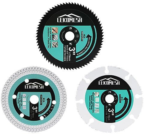 Disco Taglio Diamantato - 3pcs 75 x 10mm X Maglia/Carburo Legno/HSS Dischi Diamantati per Taglio Gres Porcellanato, Legno, Metallo Morbido,Disco da Taglio per Smerigliatrice Angolare,LEKOMESH