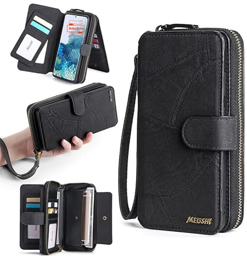 Yidai-Silu für iPhone 15 2 in 1 Handyhülle Wallet Flip Case | Magnetisch Abnehmbare PU Leder Hülle 360° Stoßfeste Tasche Kartenfächer Schutzhülle für iPhone 15 - Schwarz