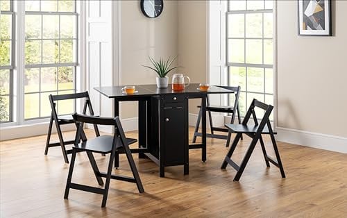 Julian Bowen Savoy Compact Dining Set, Rubberwood, Black, 80 x 120 cm
