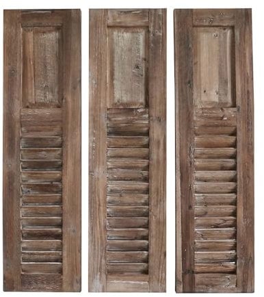 Grafelstein Wanddeko SHUTTERS braun aus Holz Fensterladen H110cm im Landhausstil 3tlg.