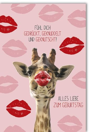 Verlag Dominique Geburtstagskarte für Partner Giraffe mit Kussmund - mit Umschlag