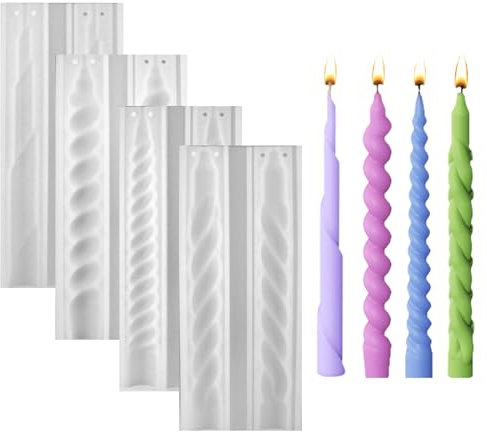 Syunyin Kerzenformen zum Gießen, Spiral Kerzen Formen Silikon Stumpenkerzen Kerzenform 3D DIY Kerzen Gießen formen Set Silikonformen für Kerzenherstellung (4)