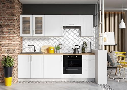 Genérico Muebles de Cocina Completa 240 cms Color Blanco Brillo ref-50c1