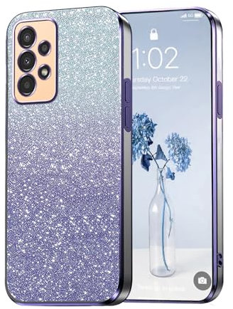 PanXCase Glitzer Hülle für Samsung Galaxy A13 4G - Transparent Glitter Mädchen Frau Elegant HandyHülle, Durchsichtig Bling Ultra Dünn Stoßfest Schutzhülle (Violett)