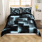 Homewish Schwarz und Grau Weiß Bettbezug Moderne Abstrakte 135x200 Bettwäsche Set 3D Glühende Plaid Komfortbezug Gradient Gitter Bett Set Neon Quadrat Bettwäsche (Schwarz Reversible)