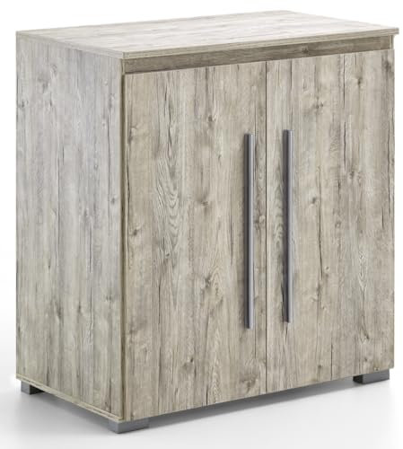 Arthur Berndt Kommode mit 2 Türen 3 Fächern Sideboard Schrank Sand Eiche Holz Optik