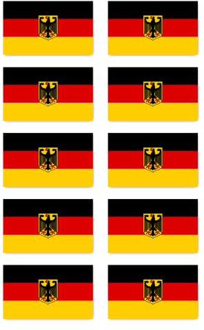 Aufkleber: 50x30 mm, 10 Stück - Flagge - Deutschland - mit Hoheitsabzeichen/mit Adler - DE - für Auto, Koffer, Laptop und mehr