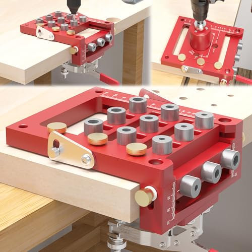 Bohrschablone, Dübel 2/6/8/10/15/20/35mm Pocket Hole Jig Set 3-in-1 Taschenlocher Bohrschablone Dübelhilfe für Holzbearbeitung mit Positionierungsclip Einstellbare Bohrführung Puncher Locator