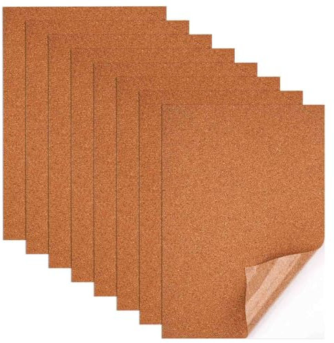 NQEUEPN 8pcs Feuilles de Liège Autocollantes, 30x21cm, Liage, Rectangulaire, Texturé, Jaune, Murale, Sous-Verres, Artisanaux, Faits à La Main